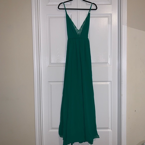 NWT JLUXLABEL Kelly Green Chiffon + Lace Maxi Dres - Picture 5 of 15